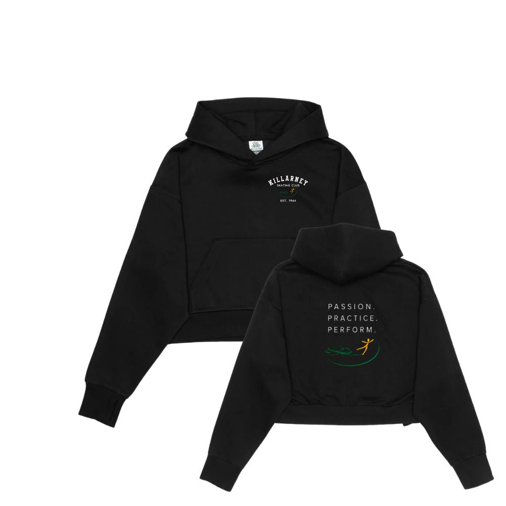 Killarney Skating Club Unisex Drop Shoulder Cropped Hoodie - Left Chest & Back Logo