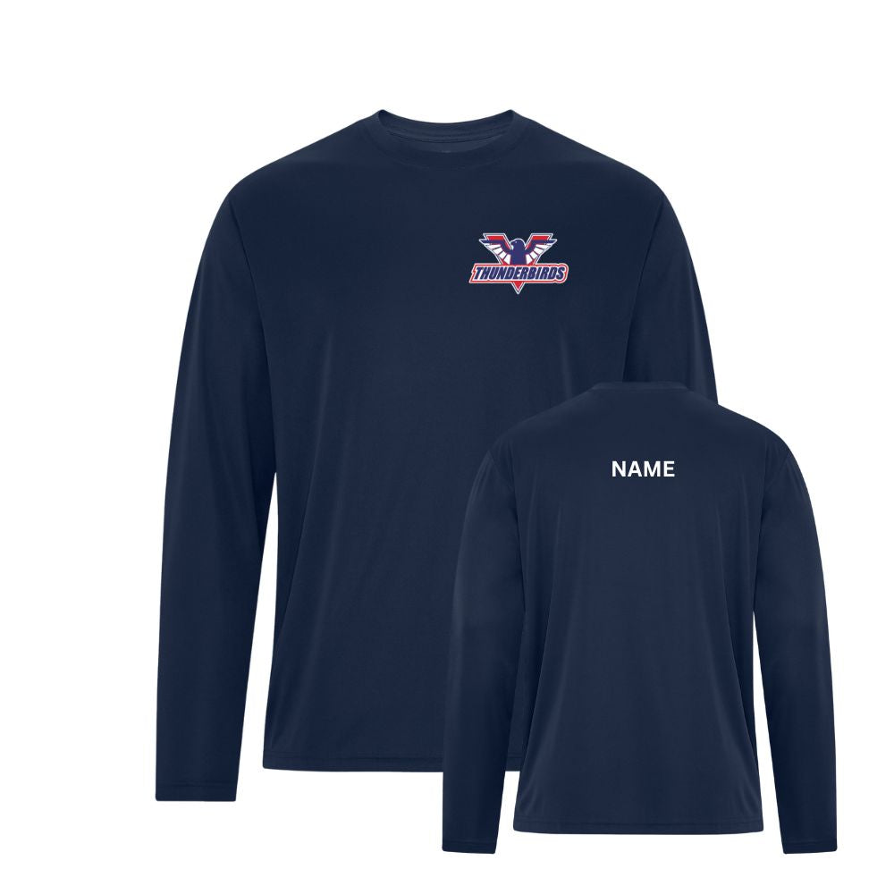 T-Birds Long Sleeve Dryfit - Left Chest Pressed Embroidered Logo - Adult