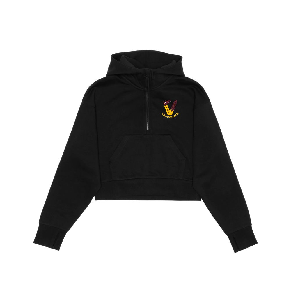 Angels Indigenous Drop Shoulder 1/2 Zip Hoodie - Cropped