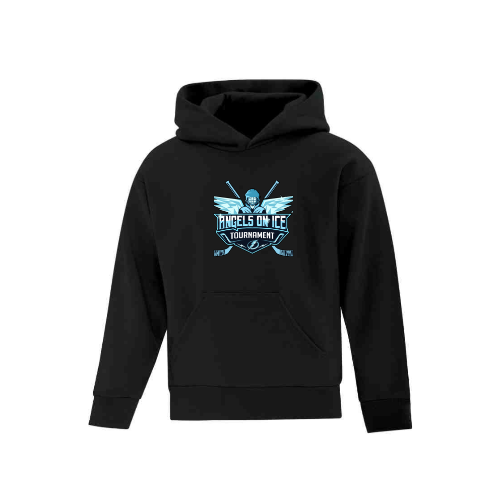 Angels on Ice Print Front Logo Hoodie - Youth