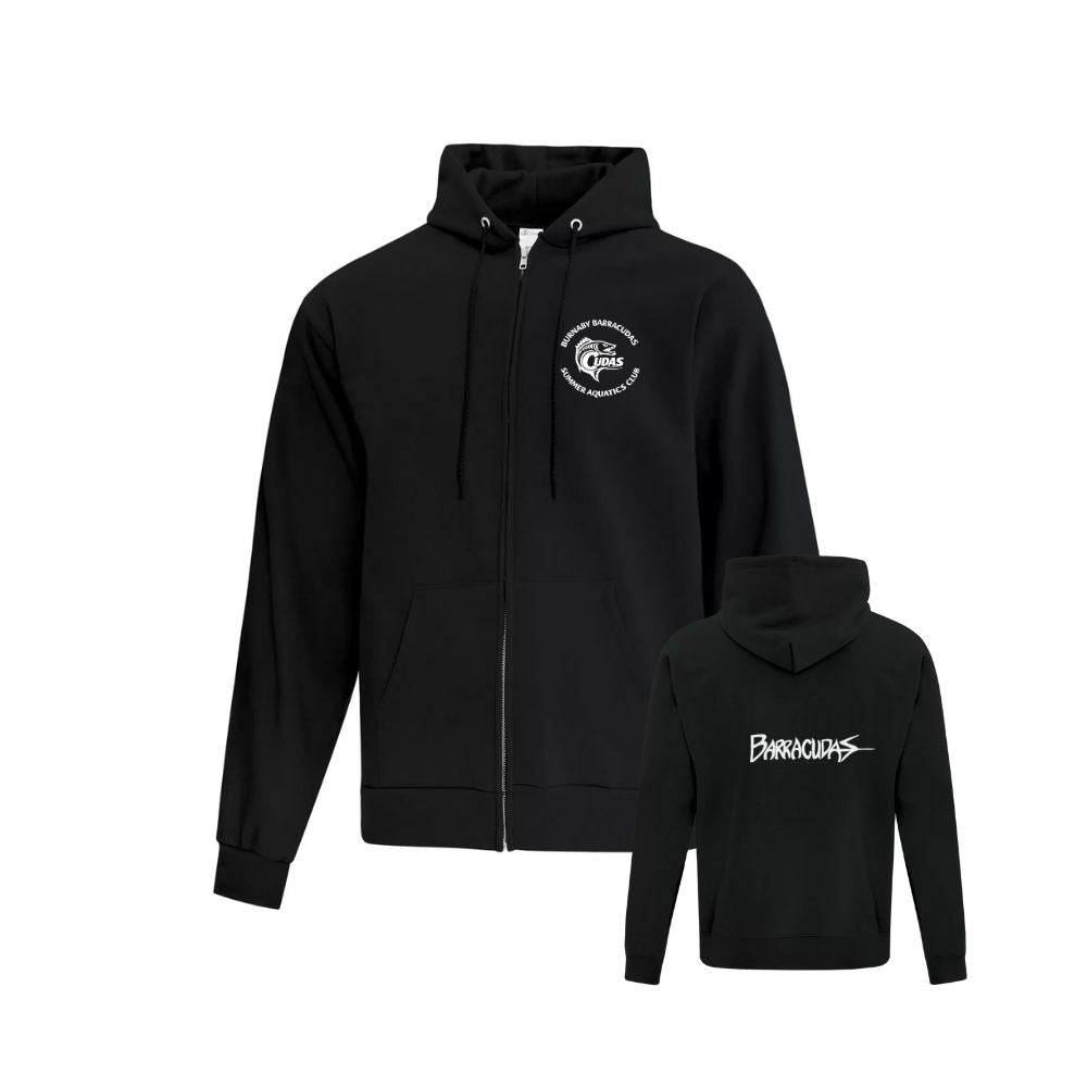 BBY Barracudas Embroidered Left Chest & Pressed Back Logo Zip Hoodie - Adult