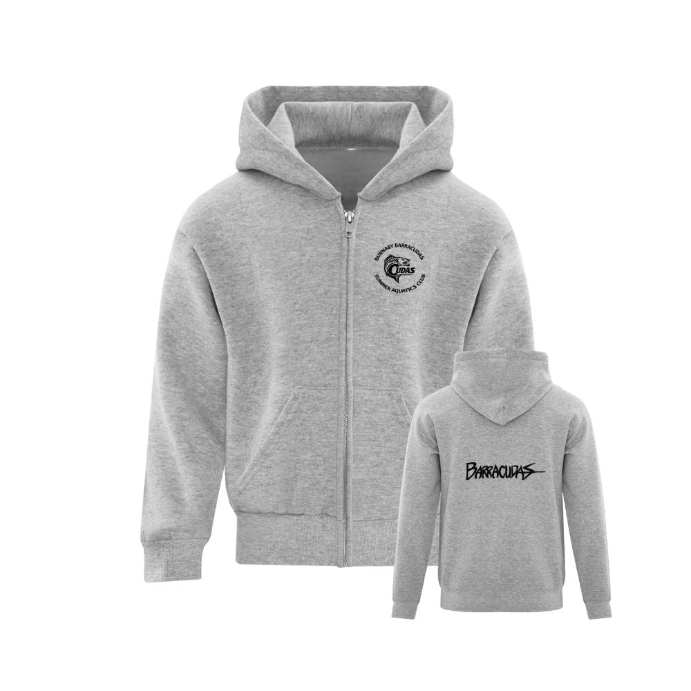 BBY Barracudas Embroidered Left Chest & Pressed Back Logo Zip Hoodie - Youth