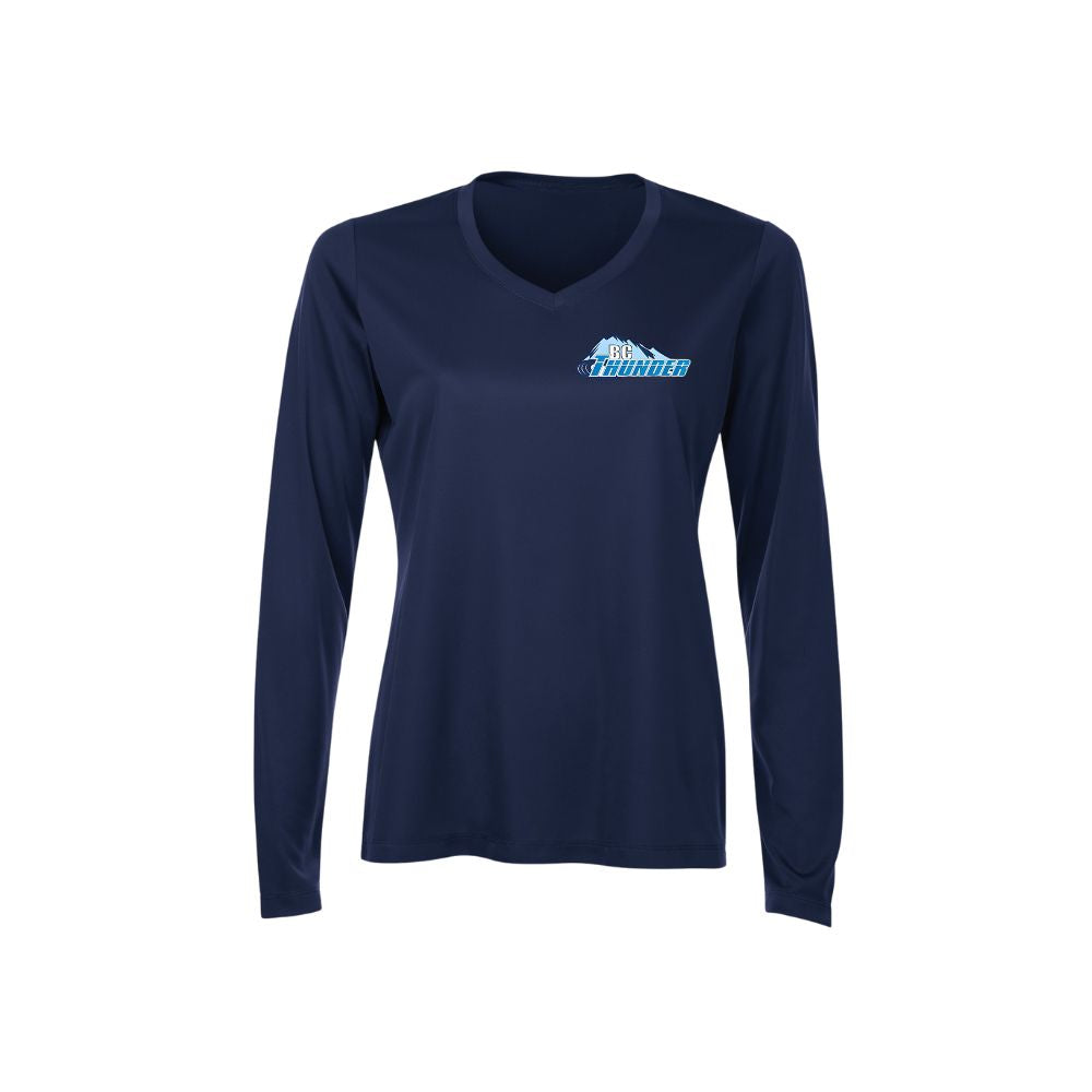 BC Thunder Ringette Long Sleeve V-Neck Dryfit - Ladies