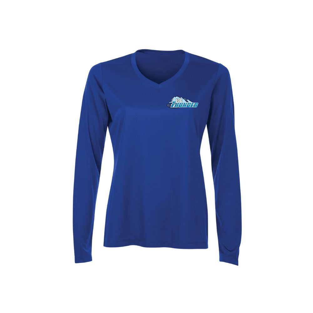 BC Thunder Ringette Long Sleeve V-Neck Dryfit - Ladies