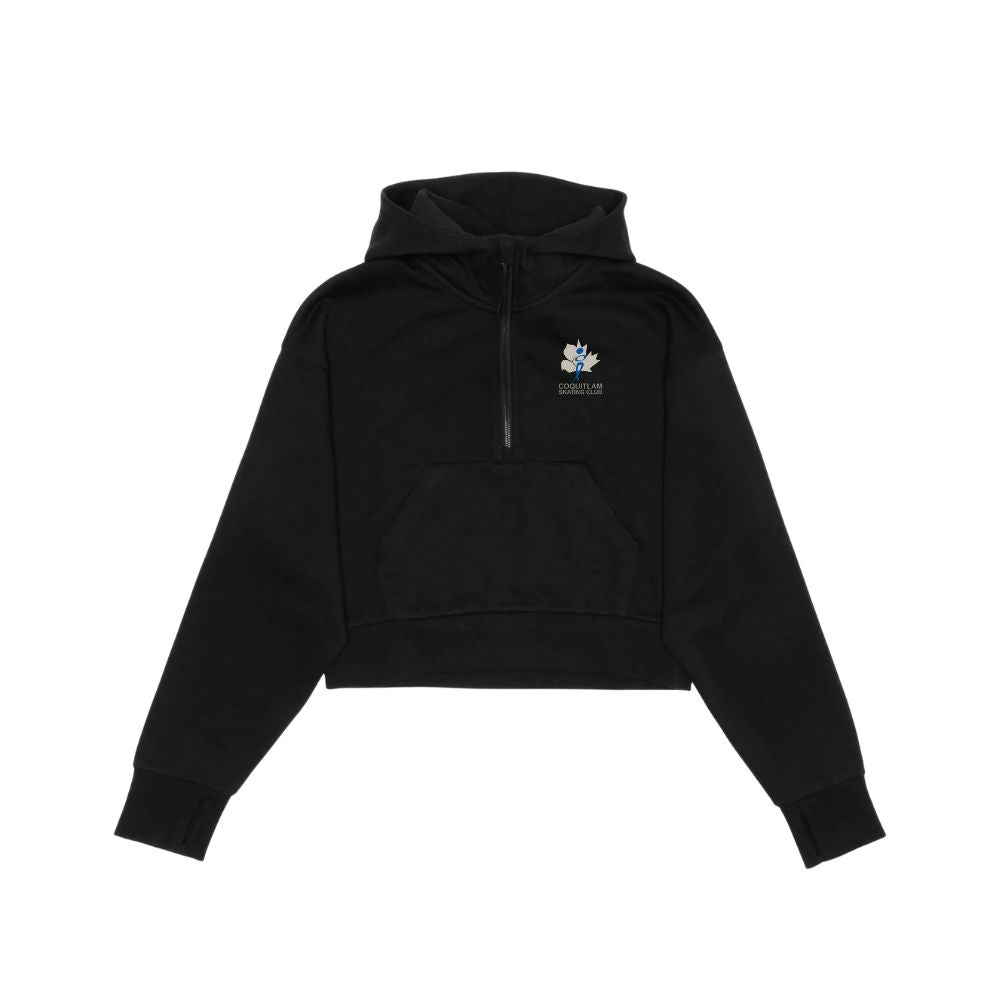 Coquitlam Skating Club Drop Shoulder 1/2 Zip Cropped Hoodie