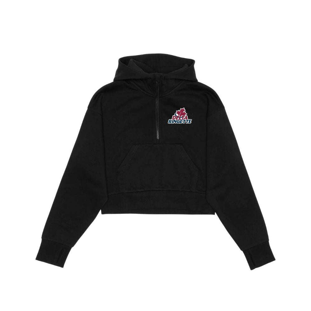 Delta Ringette Drop Shoulder 1/2 Zip Hoodie - Cropped