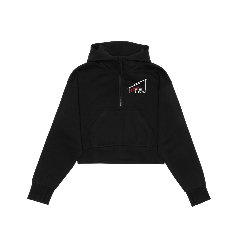 Fair Haven Drop Shoulder 1/2 Zip Hoodie - Cropped