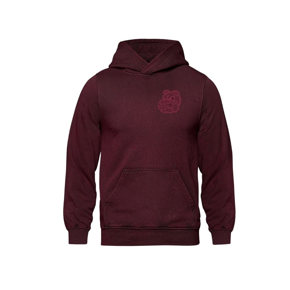 GV Bulldogs Embroidered Left Chest Tone on Tone Logo Vintage Wash Hoodie