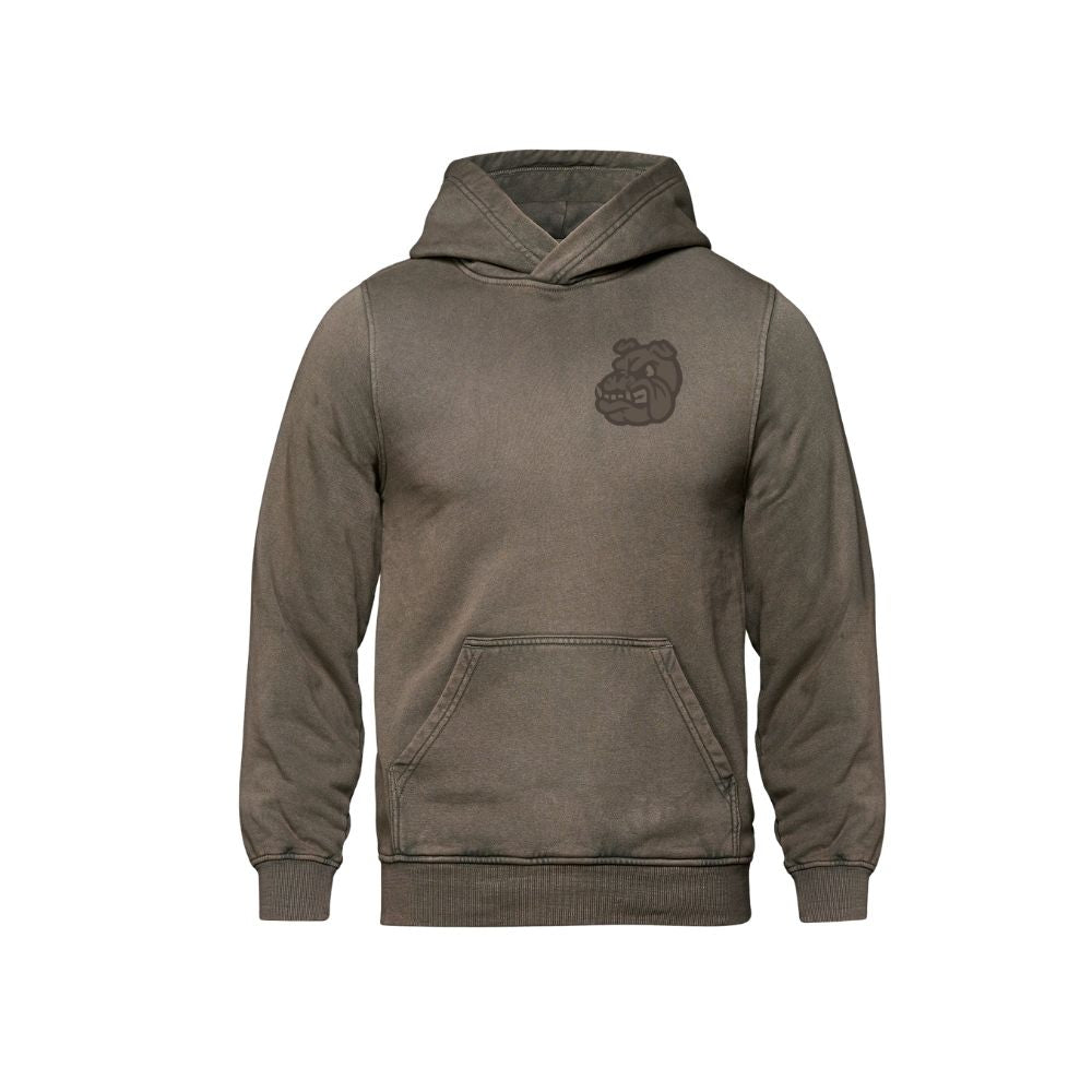 GV Bulldogs Embroidered Left Chest Tone on Tone Logo Vintage Wash Hoodie