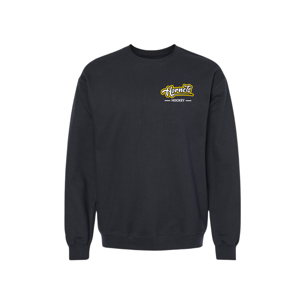 Hornets Hockey Embroidered Left Chest Word Logo Crewneck Sweatshirt - Youth