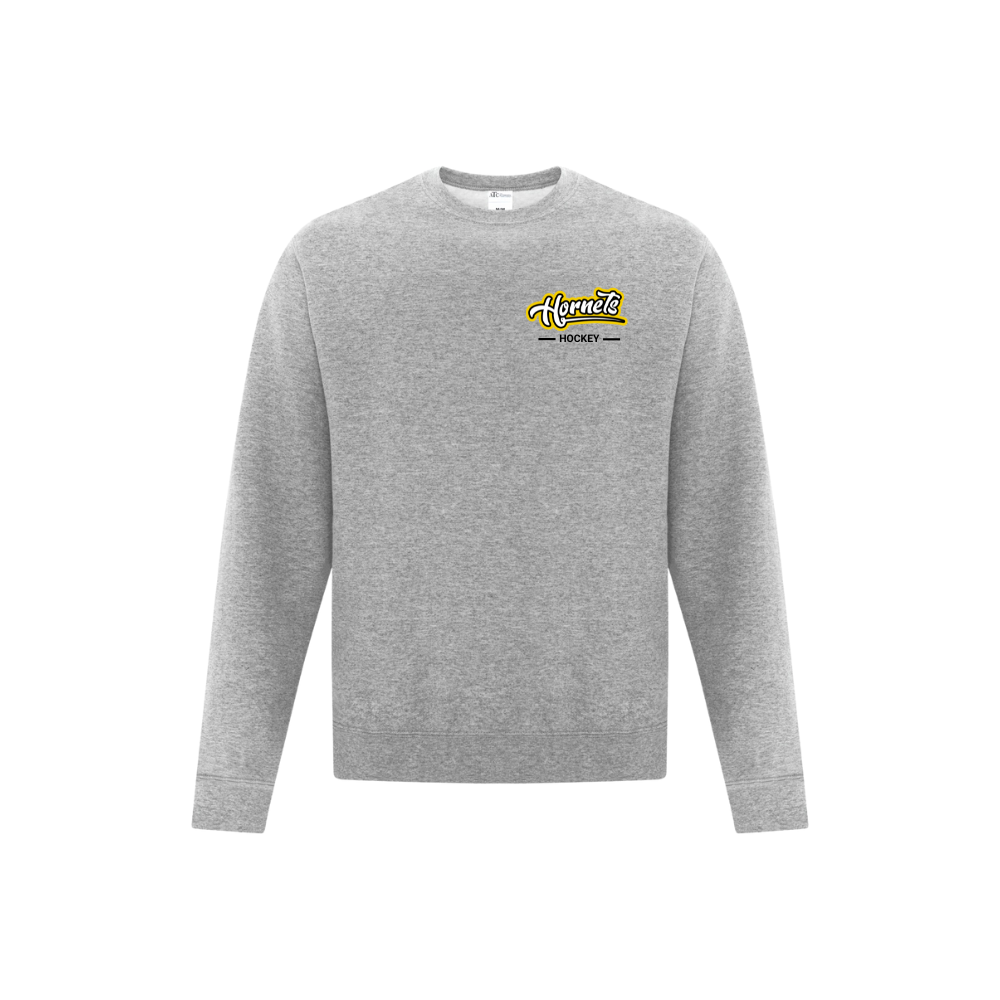 Hornets Hockey Embroidered Left Chest Word Logo Crewneck Sweatshirt - Youth