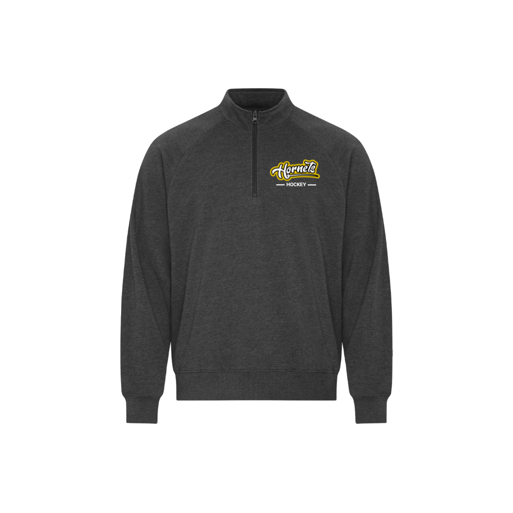 Hornets Hockey Embroidered Left Chest Word Logo French Terry 1/4 Zip - Adult