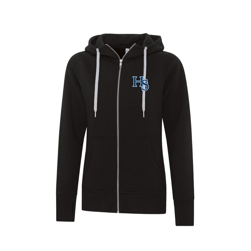 HS Baseball Core Heavy Fleece Zip Embroidered Logo Hoodie - Ladies