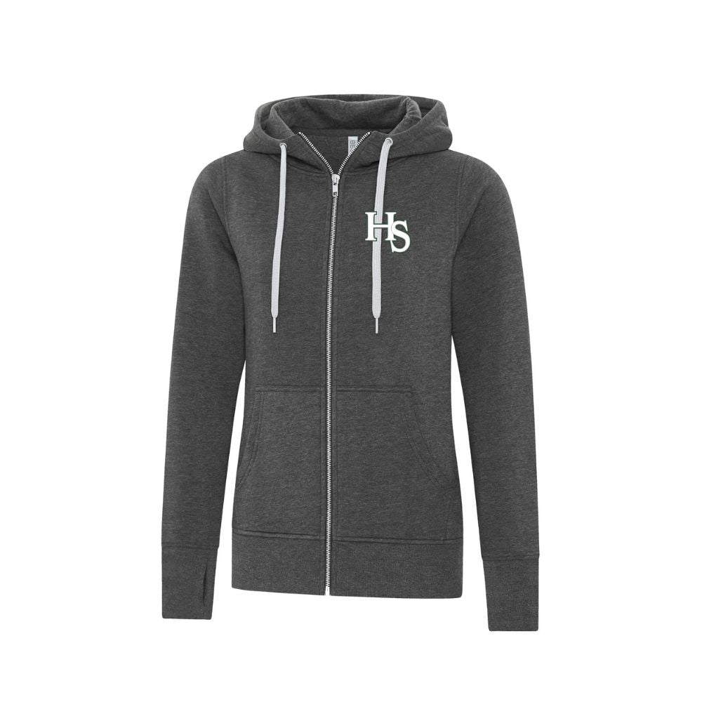 HS Softball Core Heavy Fleece Zip Embroidered Logo Hoodie - Ladies