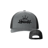 HWOHH 112 Trucker Hat - Crown Logo - Heather Grey/Black