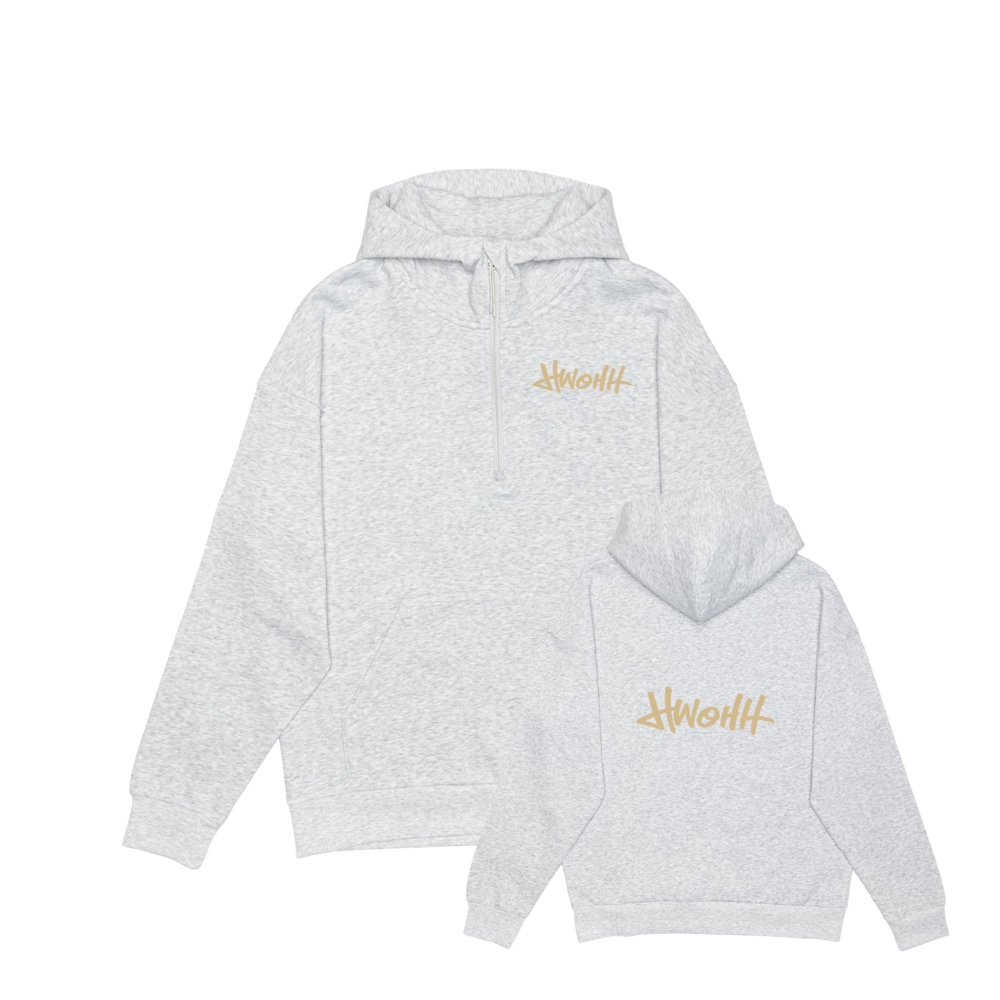 HWOHH Drop Shoulder 1/2 Zip Embroidered Logo Hoodie
