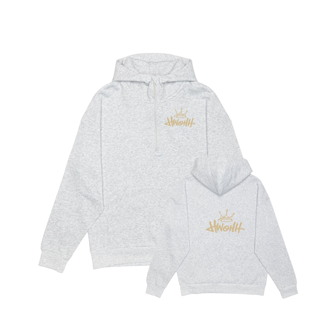 HWOHH Drop Shoulder 1/2 Zip Embroidered Logo Hoodie