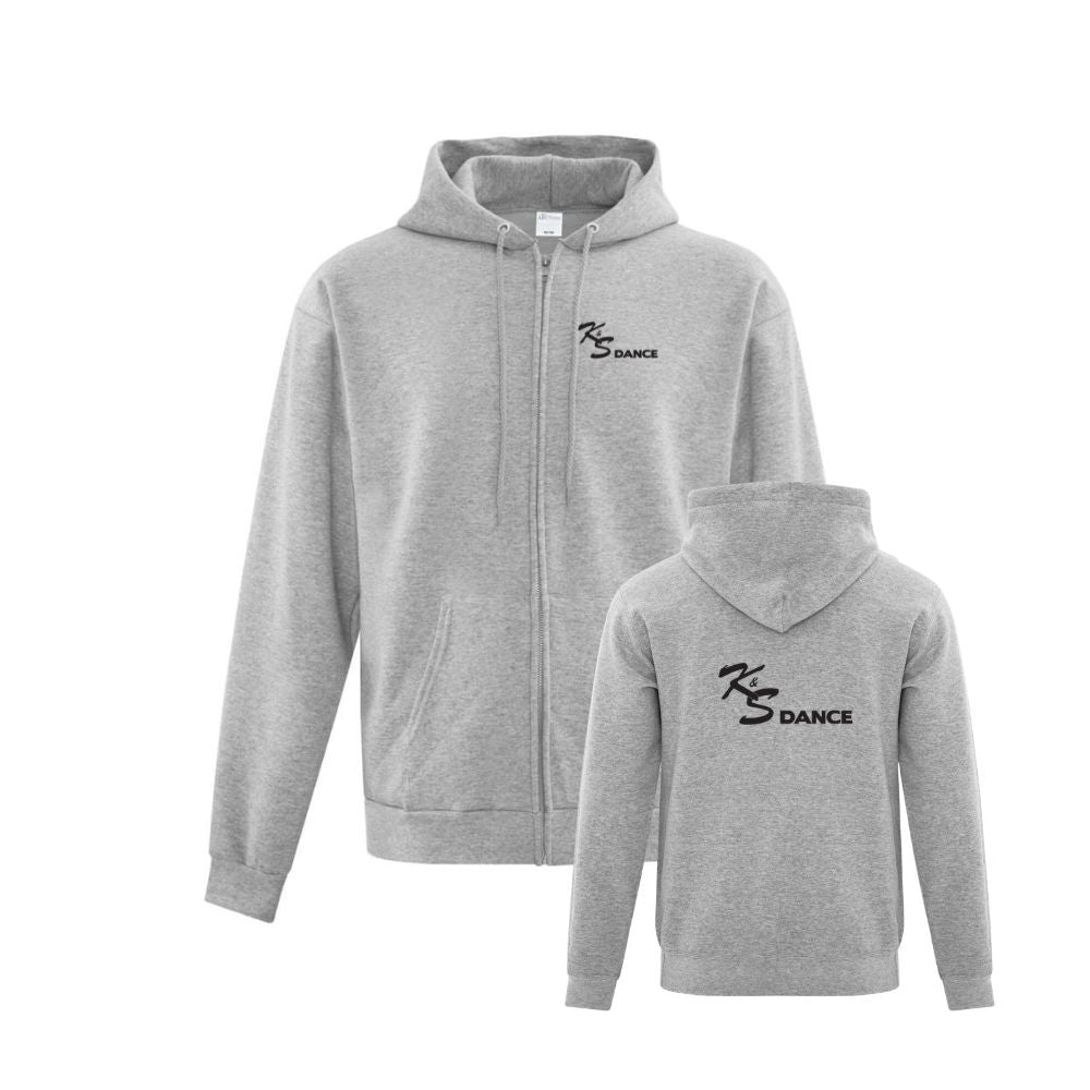 K & S Dance Zip Hoodie - Adult - Left Chest & Back Logo