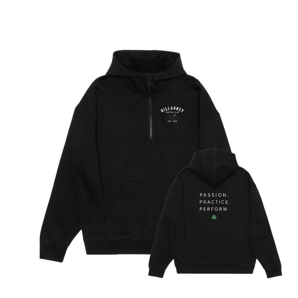 Killarney Unisex Drop Shoulder 1/2 Zip Hoodie - Left Chest & Back Logo