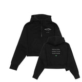 Killarney Skating Club Drop Shoulder 1/2 Zip Cropped Hoodie - Left Chest and Back Logo