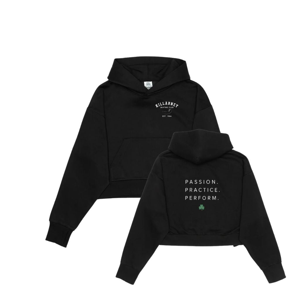 Killarney Skating Club Unisex Drop Shoulder Cropped Hoodie - Left Chest & Back Logo