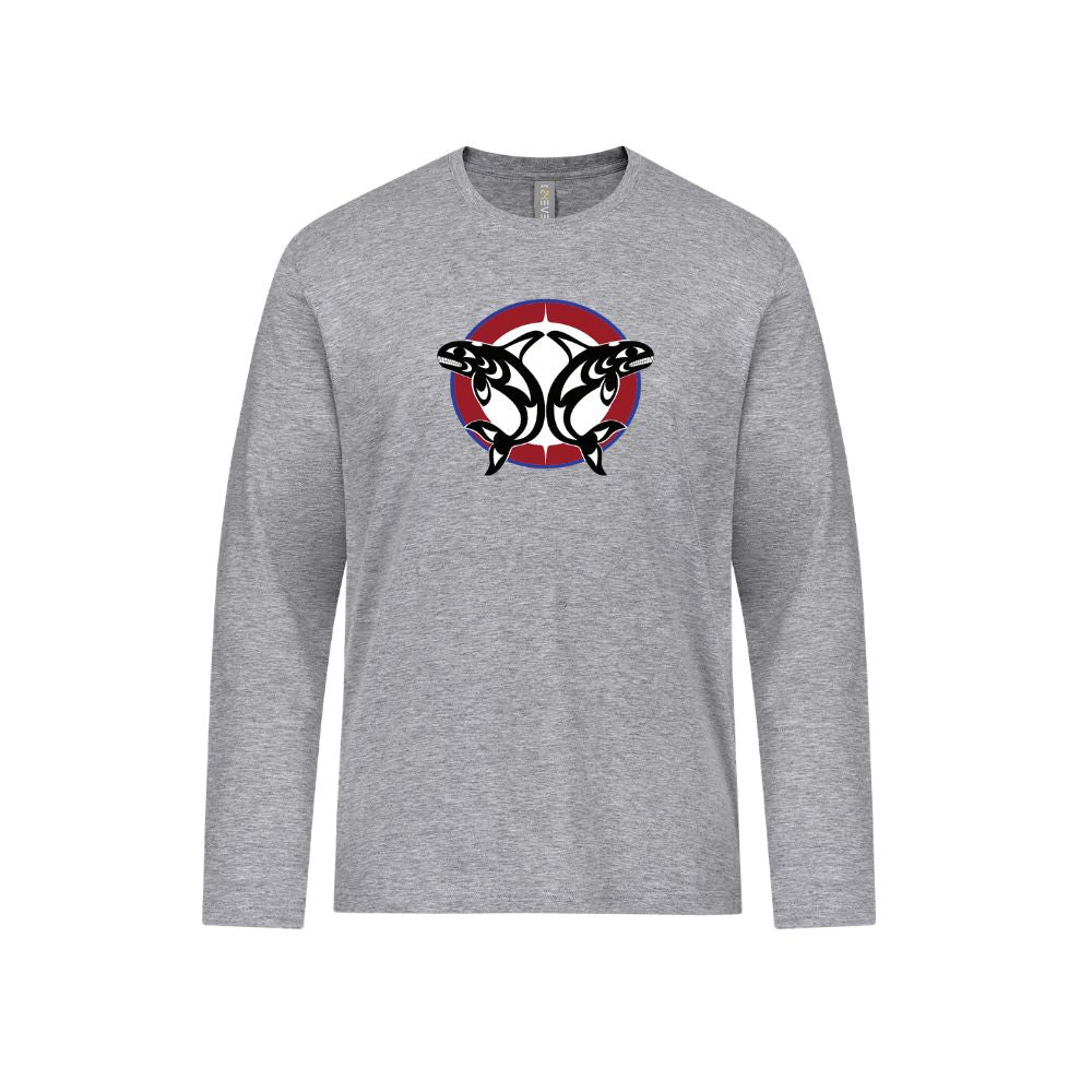 Orcas 24Ever Ring Spun Cotton Long Sleeve Tshirt - Pressed Front Logo - Youth