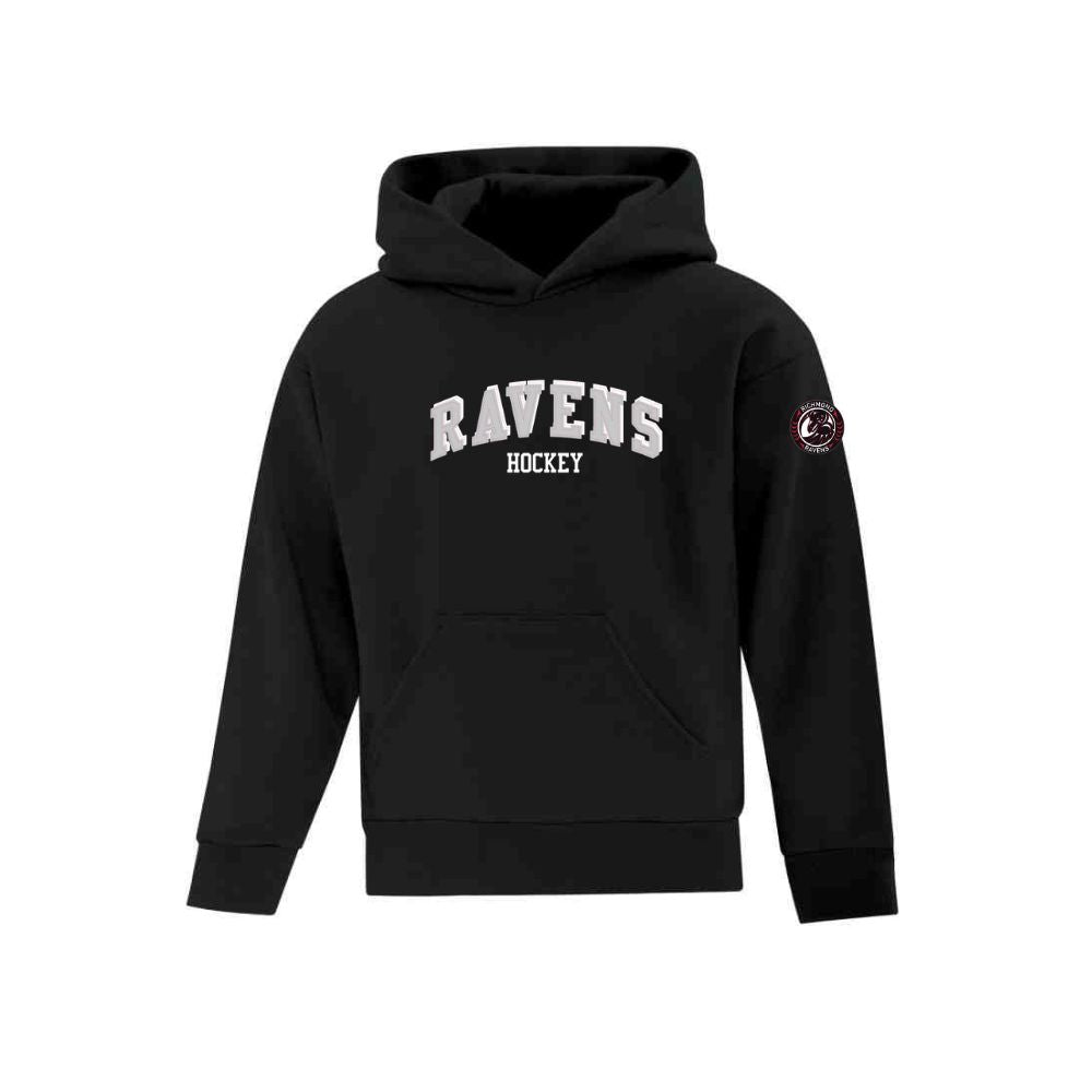 Ravens Curved Felt Logo Applique Hoodie - Youth