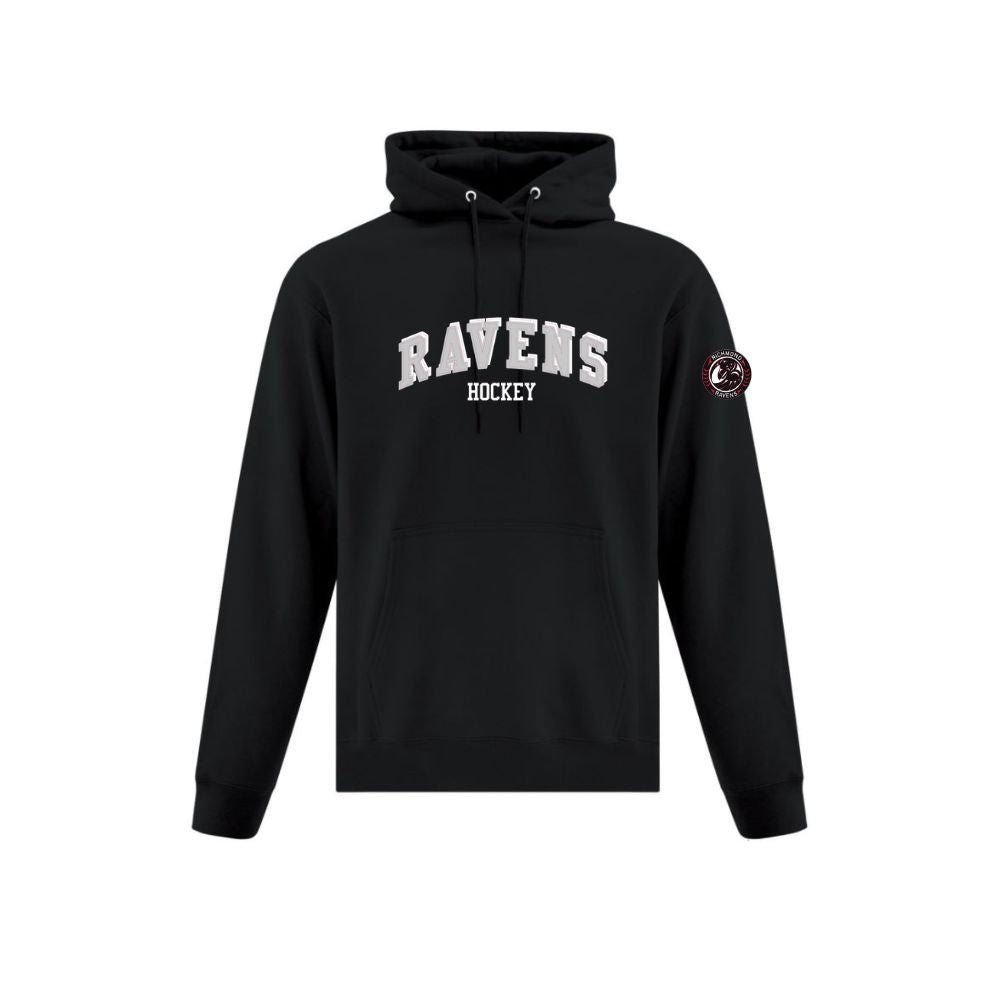 Ravens Curved Felt Logo Applique Hoodie - Adult