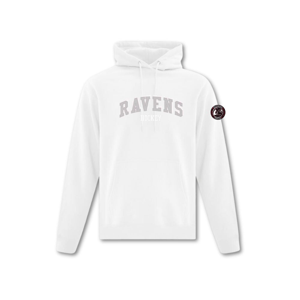Ravens Curved Felt Logo Applique Hoodie - Adult