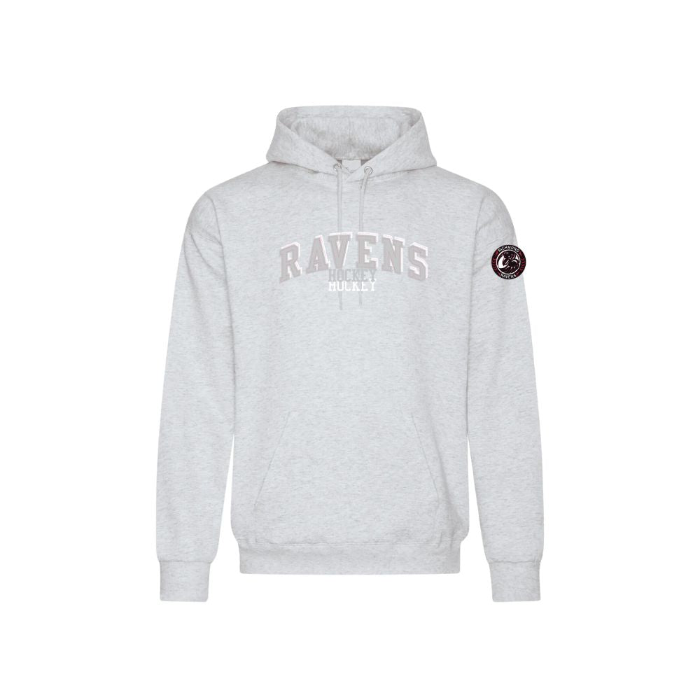Ravens Curved Felt Logo Applique Hoodie - Adult