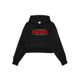Ravens Drop Shoulder Hoodie - Cropped - Applique Ravens Hockey Front Logo - Ladies