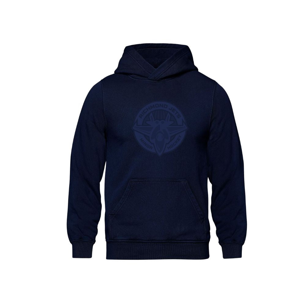Jets Vintage Wash Hoodie - Embroidered Tone-on-Tone Logo - Adult