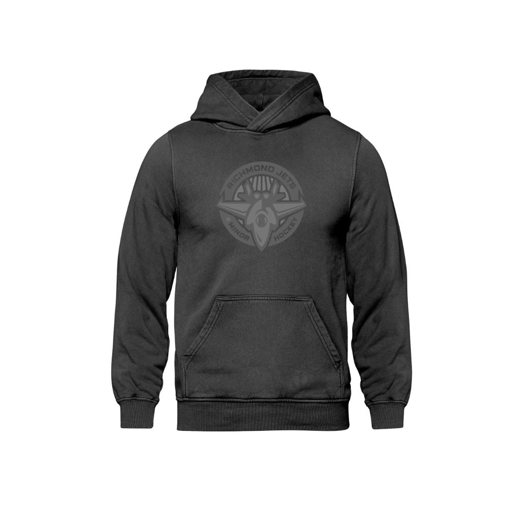 Jets Vintage Wash Hoodie - Embroidered Tone-on-Tone Logo - Adult