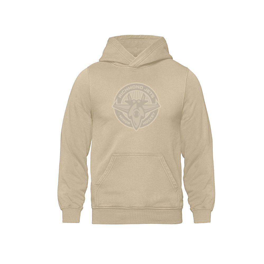 Jets Vintage Wash Hoodie - Embroidered Tone-on-Tone Logo - Adult