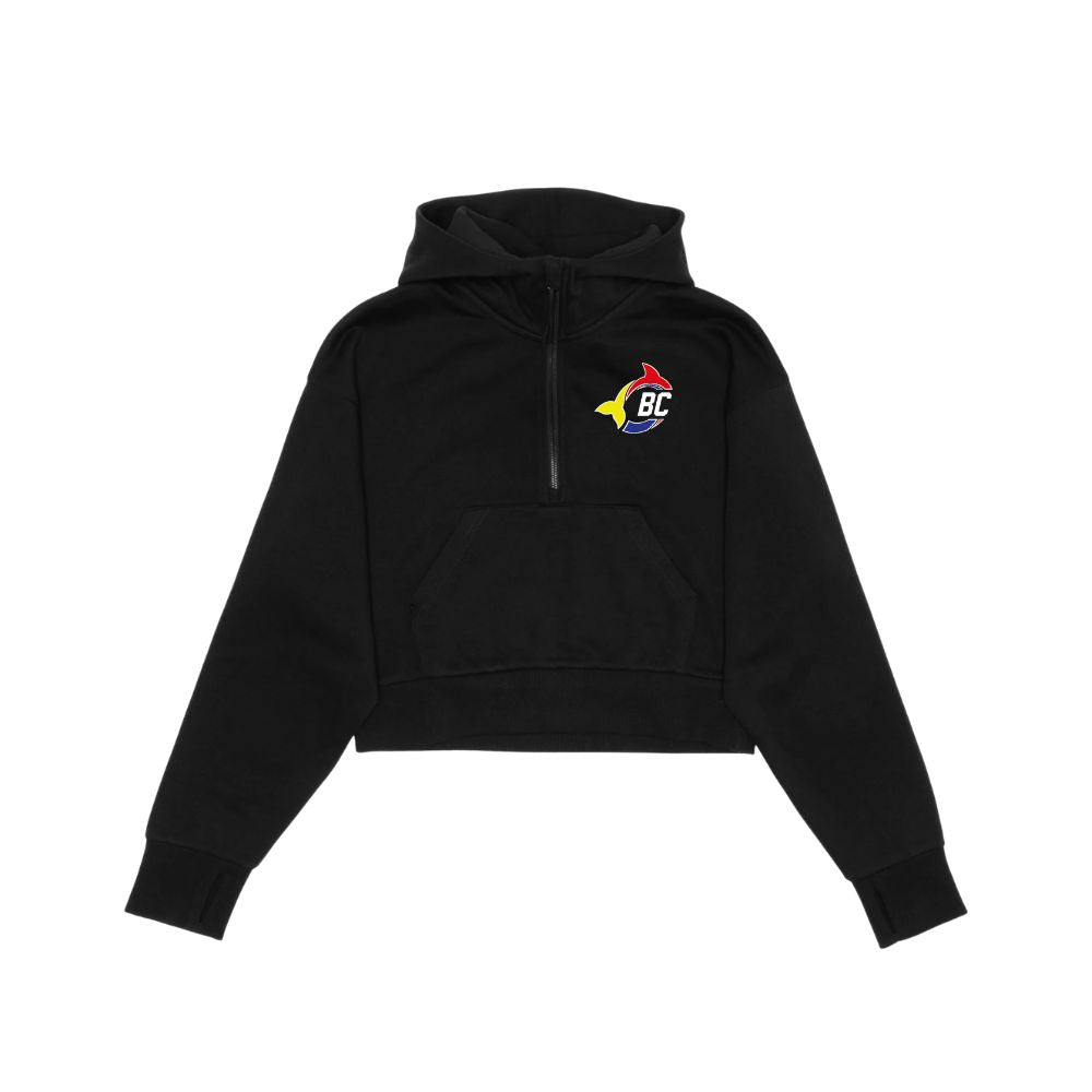 Ringette Zone East Drop Shoulder 1/2 Zip Hoodie - Cropped