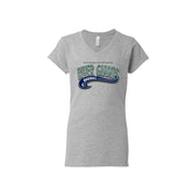 River Giants Full Front Wave Logo Gildan 64V00L Ladies V-Neck Tshirt