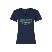 River Giants Full Front Sturgeon Logo Gildan 64V00L Ladies V-Neck Tshirt