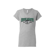 River Giants Full Front Sturgeon Logo Gildan 64V00L Ladies V-Neck Tshirt