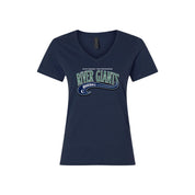 River Giants Full Front Wave Logo Gildan 64V00L Ladies V-Neck Tshirt