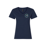 River Giants Left Chest Sturgeon Logo Gildan 64V00L Ladies V-Neck Tshirt