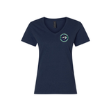River Giants Left Chest Sturgeon Logo Gildan 64V00L Ladies V-Neck Tshirt