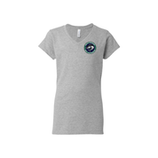 River Giants Left Chest Sturgeon Logo Gildan 64V00L Ladies V-Neck Tshirt