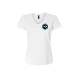 River Giants Left Chest Sturgeon Logo Gildan 64V00L Ladies V-Neck Tshirt