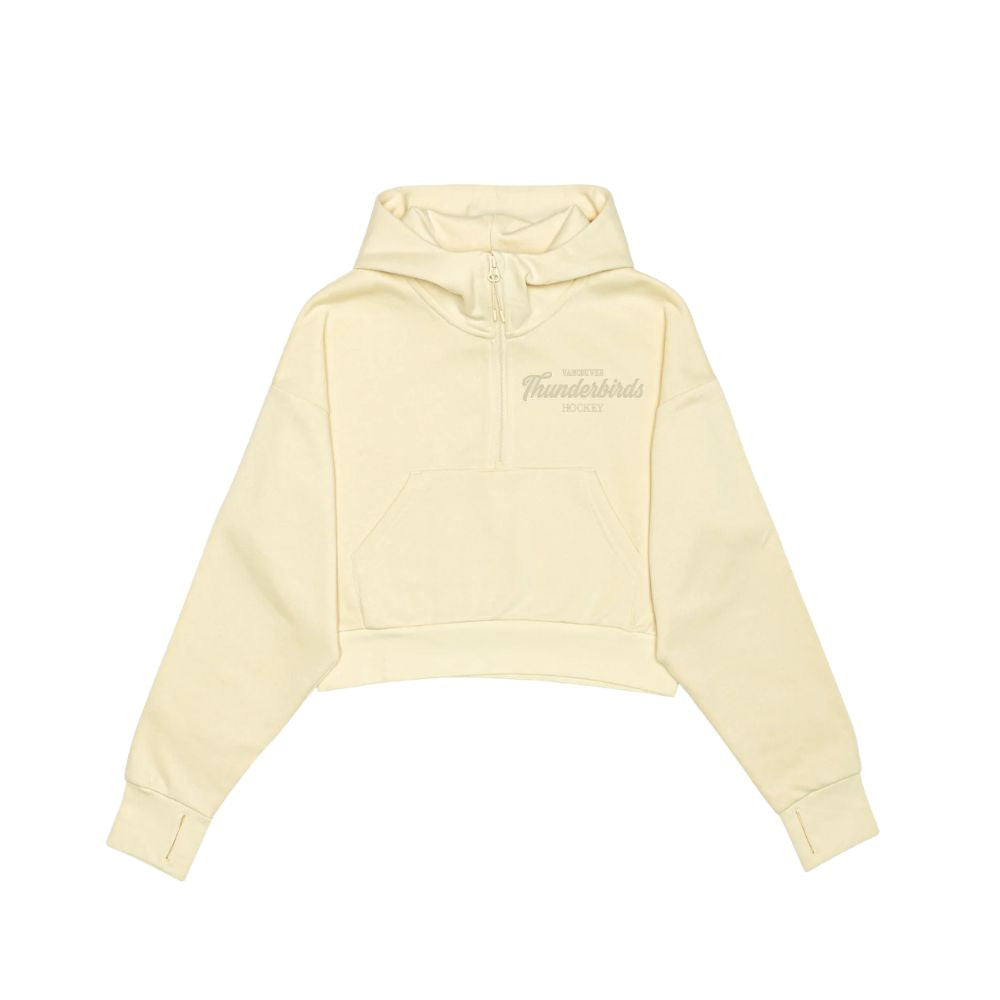 2 Zip Hoodie - Cropped - Tone on Tone Handwriting Logo - Ladies