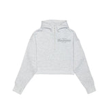 T-Birds Drop Shoulder 1/2 Zip Hoodie - Cropped - Tone on Tone Handwriting Logo - Ladies