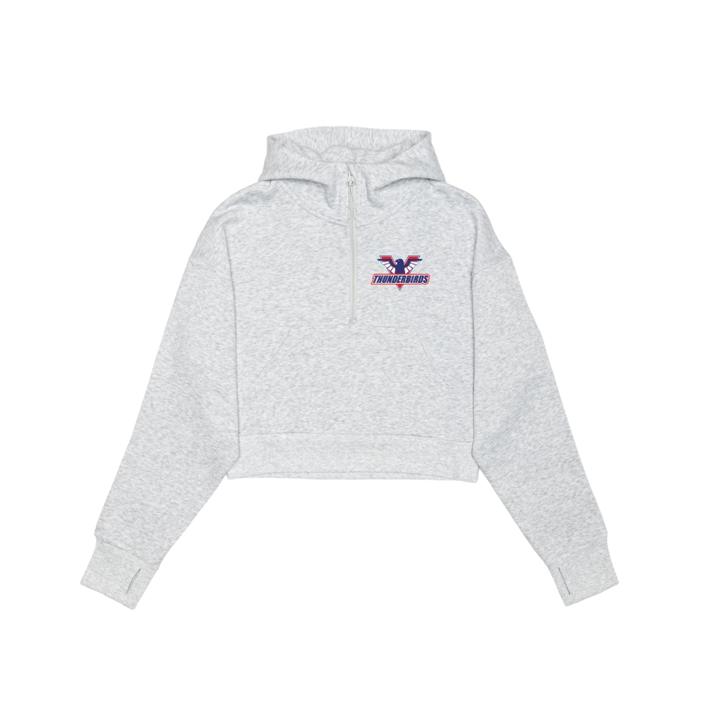 T-Birds Drop Shoulder 1/2 Zip Hoodie - Cropped - Association Logo - Ladies