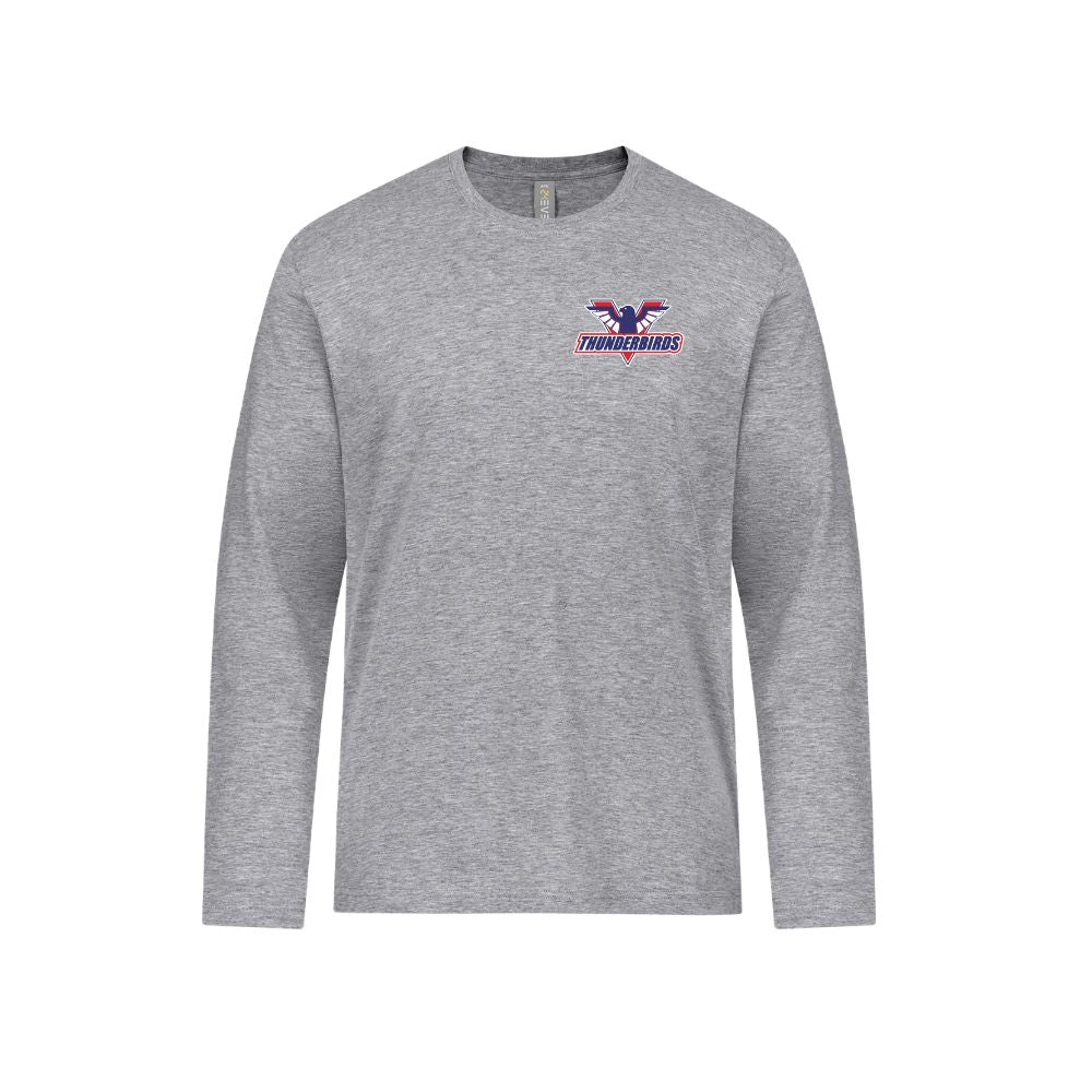 T-Birds Long Sleeve Tshirt - Left Chest Pressed Embroidered Logo - Youth