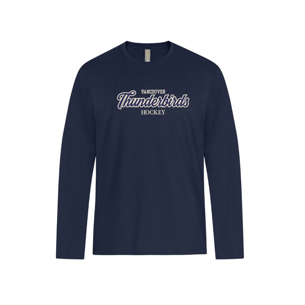 T-Birds 24Ever Ring Spun Cotton Long Sleeve Tee - Handwriting Logo - Adult