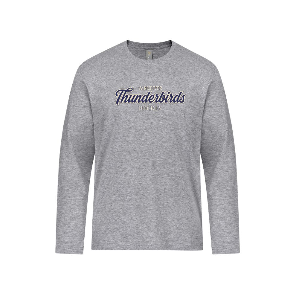 T-Birds 24Ever Ring Spun Cotton Long Sleeve Tee - Handwriting Logo - Adult