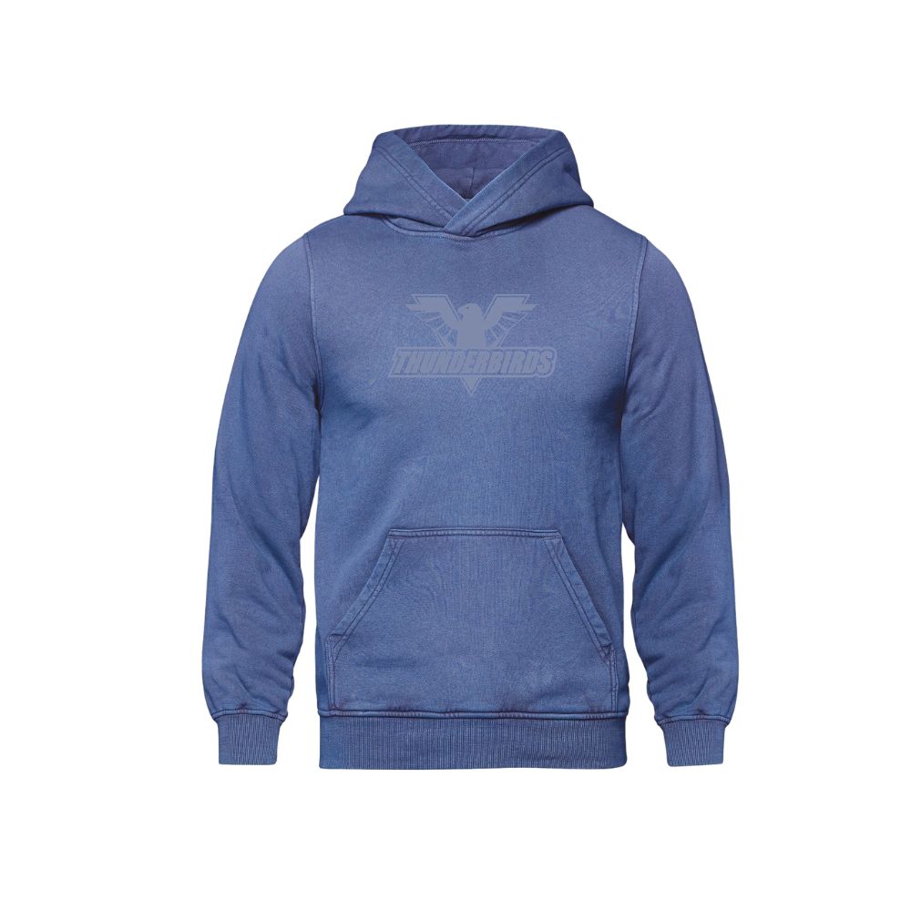 T-Birds Vintage Wash Hoodie - Embroidered Tone-on-Tone Logo - Adult
